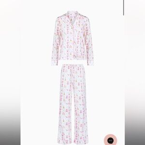 LoveShackFancy X Roller Rabbit Sugarplum lattice long sleeve polo pajamas